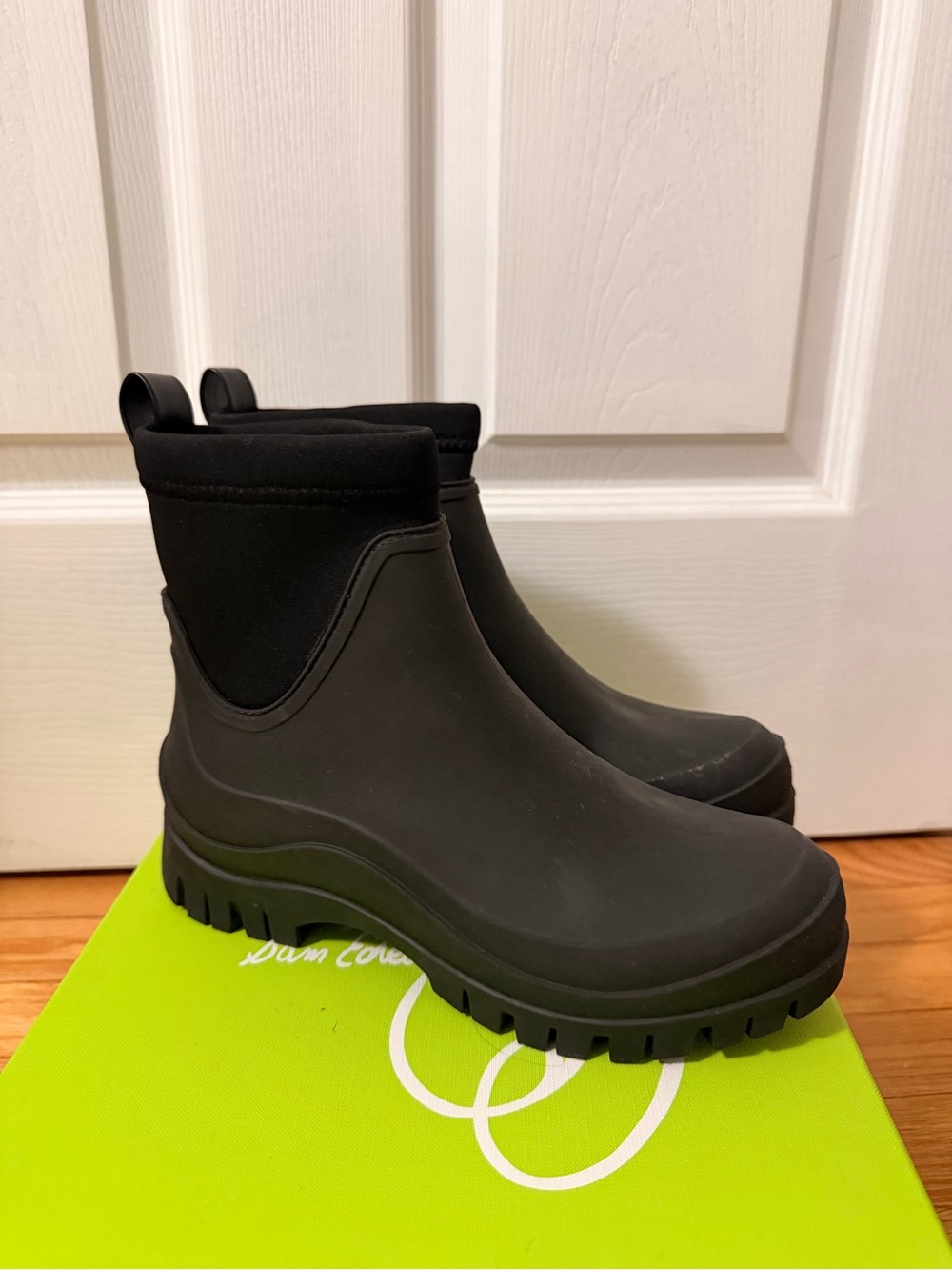 Matte Black Chunky Lug Rain Boots